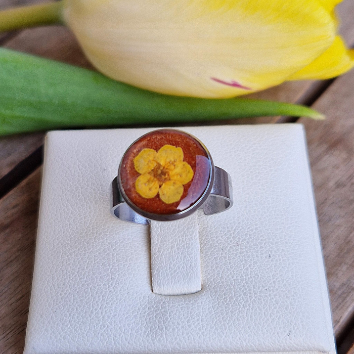 Inel oțel cu floarea de prun [2]