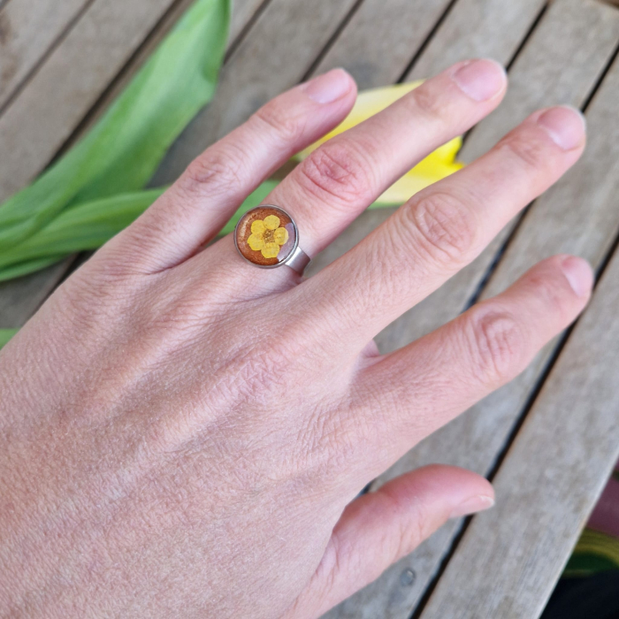 Inel oțel cu floarea de prun [3]