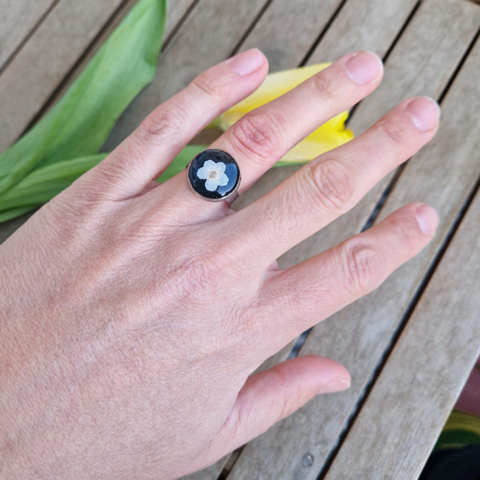 Inel oțel cu nu-mă-uita [3]