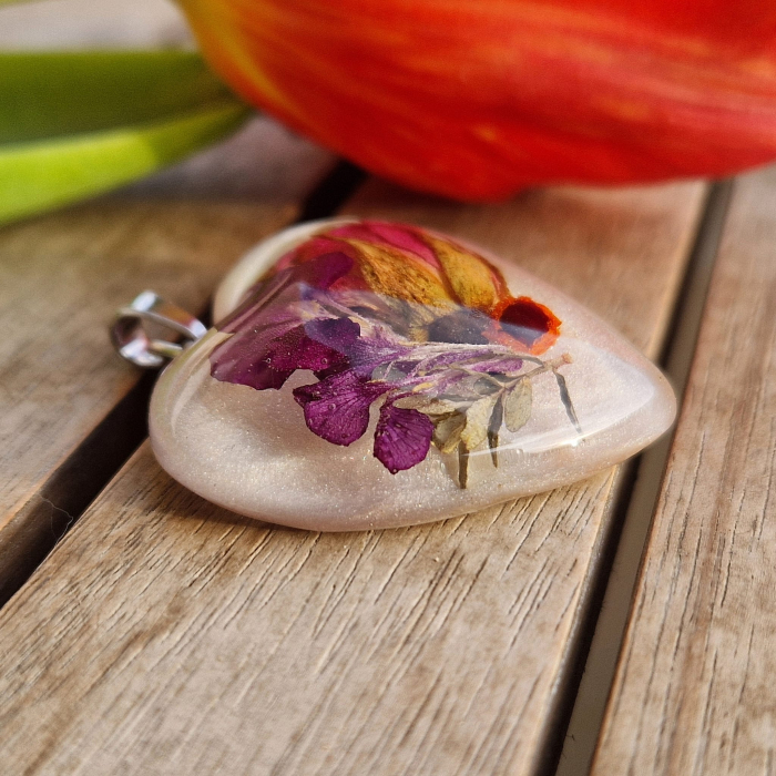 Törperózsa és vadvirágok 3D ezüst medál [3]