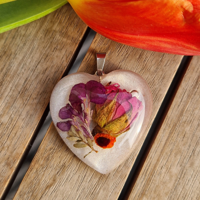 Törperózsa és vadvirágok 3D ezüst medál [2]