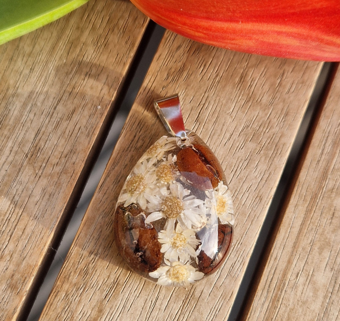 Pandantiv oțel cu boabe de cafea și floir de pai [2]