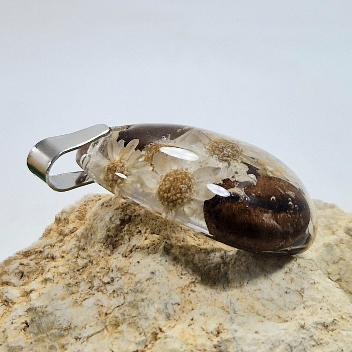 Pandantiv oțel cu boabe de cafea și floir de pai [3]