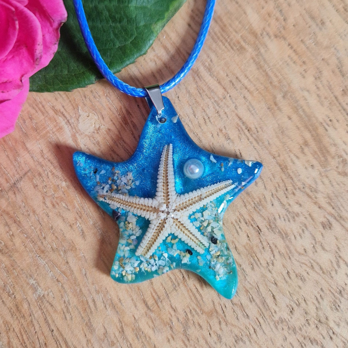 Tenger kincsei acél medál + gyantázott zsinór [2]