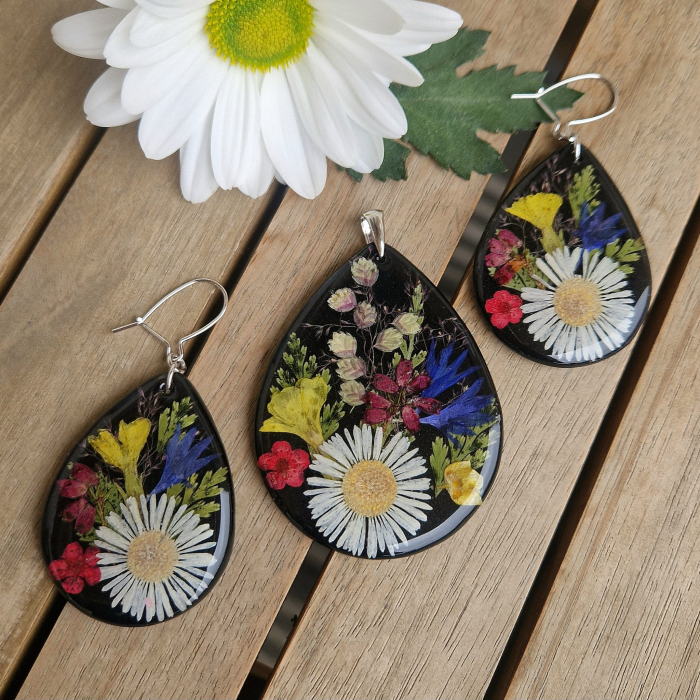 Set bijuterii din argint cu flori sălbatice [2]