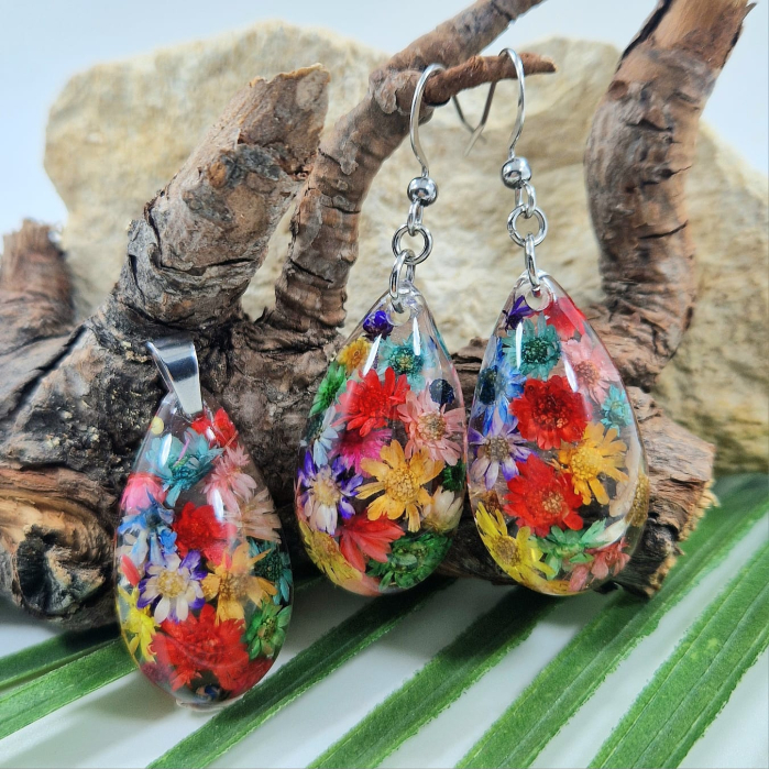 Szalmavirág acél ékszer szett [1]