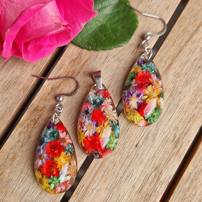 Szalmavirág acél ékszer szett [2]