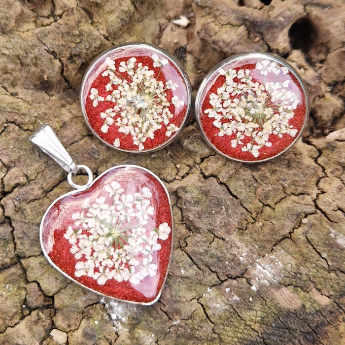 Set bijuterii din oțel cu flori de morcov [3]