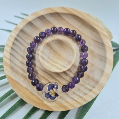 Karparec - Ametiszt 6mm ásvány karkötő - 15 cm csukló