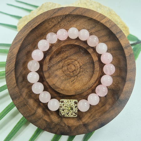 Karparec - Rózsakvarc karkötő 8mm-es gyöngyökből – 15 cm csuklóméret