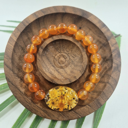 Copii - Brățară Carneol din sfere de 8mm – încheietură 15 cm