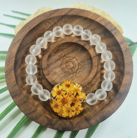 Karparec - Hegyikristály karkötő 8mm-es gyöngyökből – 16 cm csuklóméret