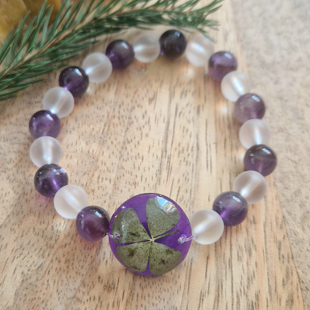 Brățară Cristal de Stâncă și Ametist din sfere de 8mm – încheietură 15 cm [1]