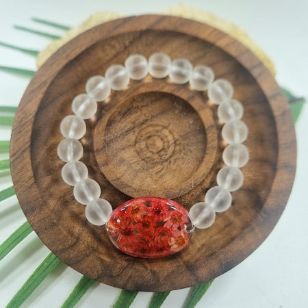 Karparec - Hegyikristály karkötő 8mm-es gyöngyökből – 15 cm csuklóméret