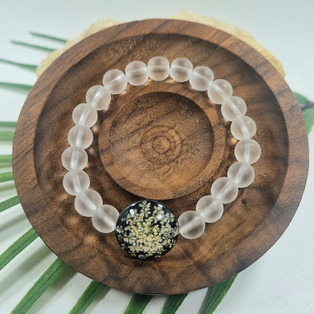 Karparec - Hegyikristály karkötő 8mm-es gyöngyökből – 15 cm csuklóméret