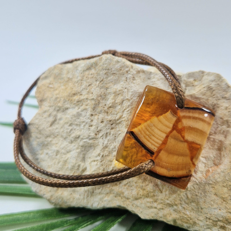 Bijuterii fără metal - Brățară cu bucăți de lemn