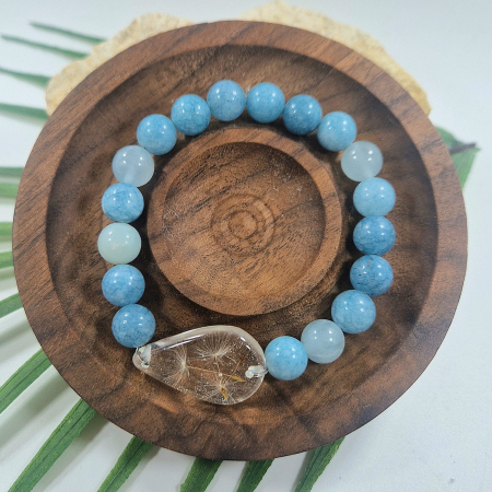 Karparec - Angelit karkötő 8mm-es gyöngyökből – 16 cm csuklóméret