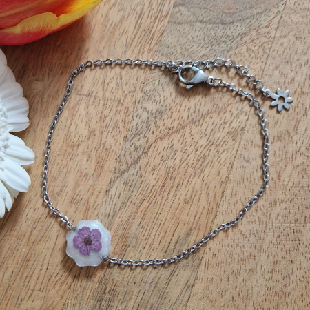 Brățară de gleznă oțel cu floare de prun [2]
