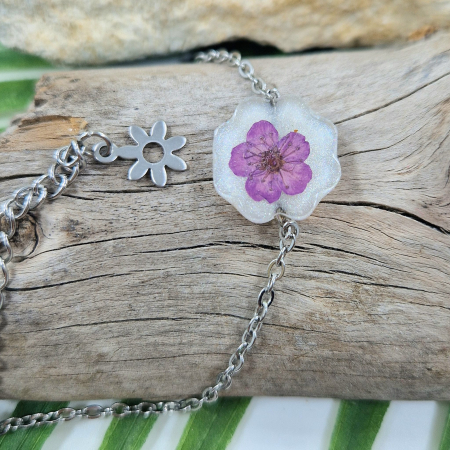 Brățară de gleznă - Brățară de gleznă oțel cu floare de prun