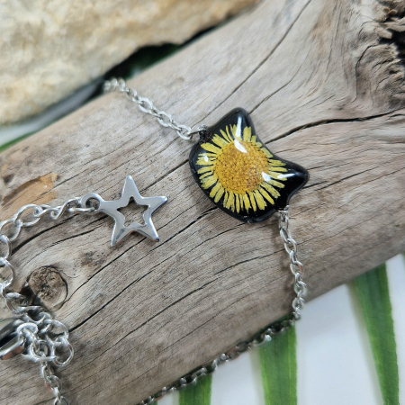 Brățară de gleznă - Brățară de gleznă oțel cu floarea de bănuți