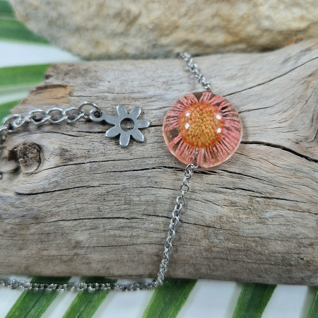 Brățară de gleznă - Brățară de gleznă oțel cu floarea de bănuți