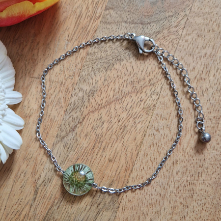 Brățară de gleznă oțel cu floarea de bănuți [2]