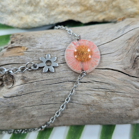 Brățară de gleznă - Brățară de gleznă oțel cu floarea de bănuți