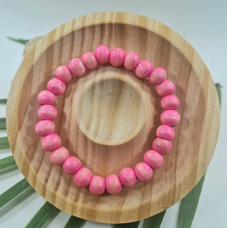 Brățară - Brățară din lemn - roz, 8 mm
