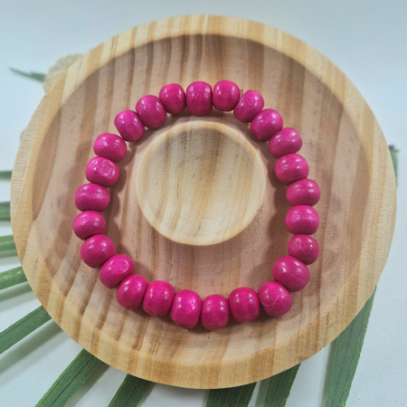 Brățară - Brățară din lemn - roz, 8 mm