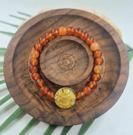 Karparec - Karneol karkötő 6mm-es gyöngyökből – 14 cm csuklóméret