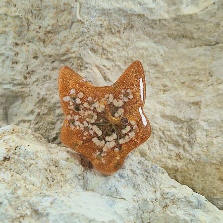 Broșă - Broșă cu floarea de morcov - vulpe