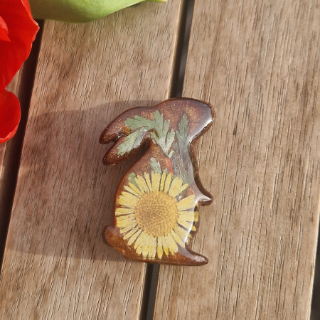 Broșă cu flori sălbatice - iepuraș [1]