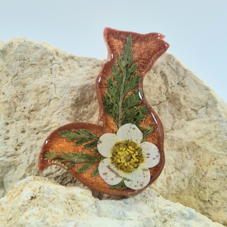 Broșă - Broșă cu flori sălbatice - vulpe