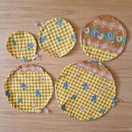 Capac textil pentru vase și farfurii - galben-maro [1]