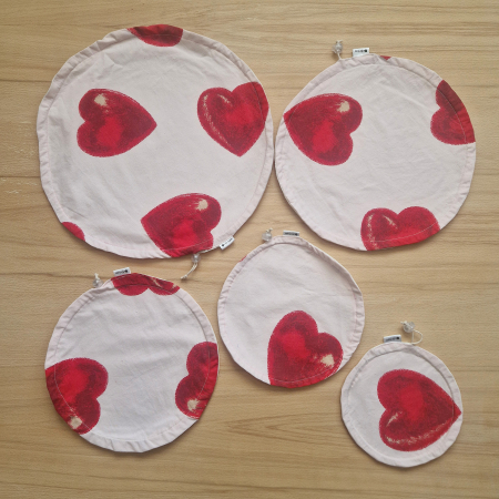 Textil edény- és tányérhuzat - piros - fehér [1]