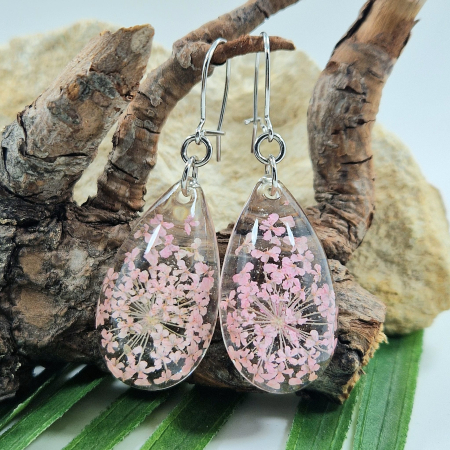 Cercei argint cu flori de morcov