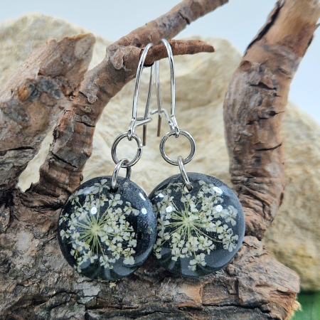 Cercei argint cu flori de morcov