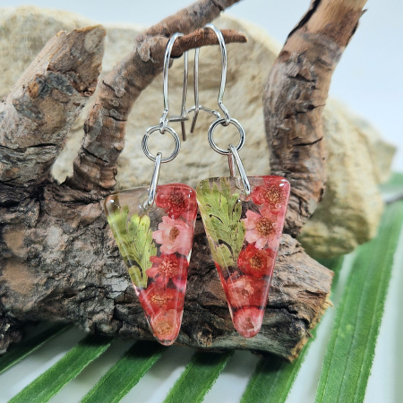 Cercei argint cu flori de pai