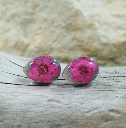 Cercei - Cercei argint cu șurub cu flori de prun