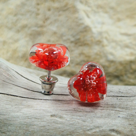 Cercei argint cu șurub cu flori de pai [1]