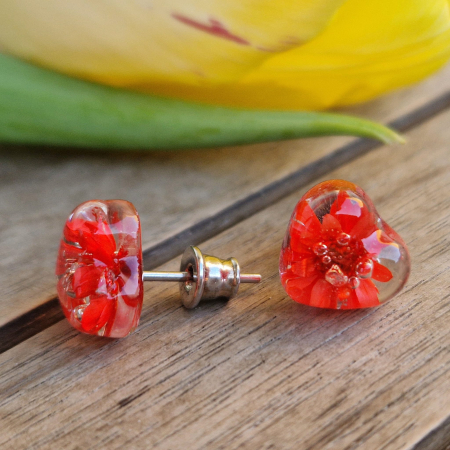 Cercei argint cu șurub cu flori de pai [2]