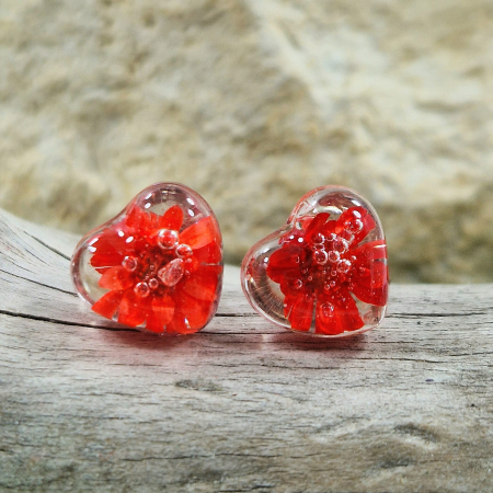 Cercei - Cercei argint cu șurub cu flori de pai