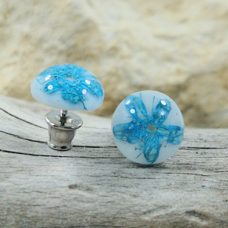 Cercei argint cu șurub cu flori sălbatice