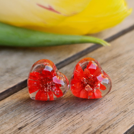 Cercei argint cu șurub cu flori de pai [3]