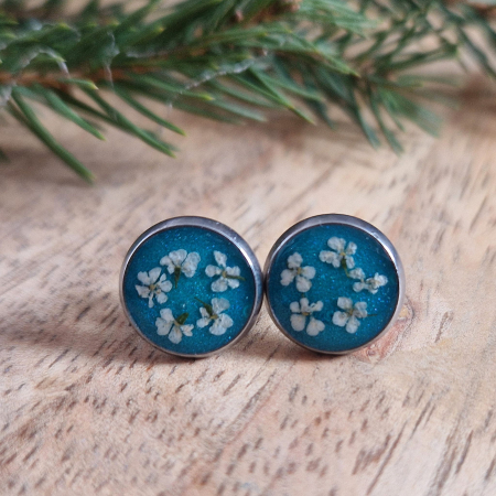 Cercei cu șurub din oțel cu flori de morcov [2]