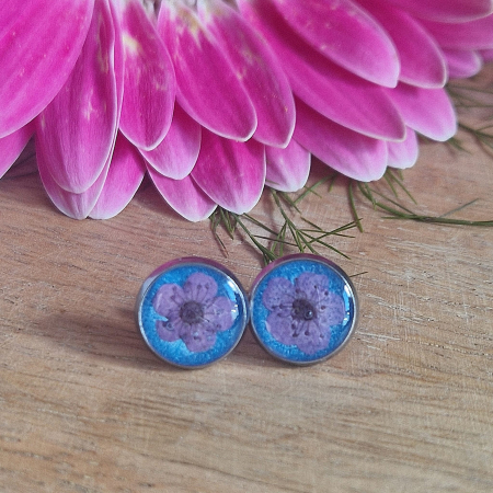 Cercei cu șurub din oțel cu flori de prun [2]