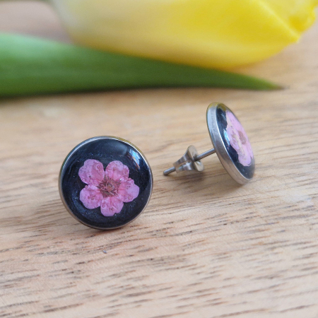 Cercei cu șurub din oțel cu flori de prun [3]