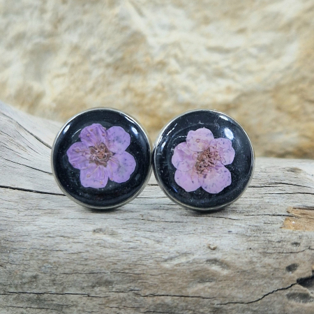 Cercei - Cercei cu șurub din oțel cu flori de prun