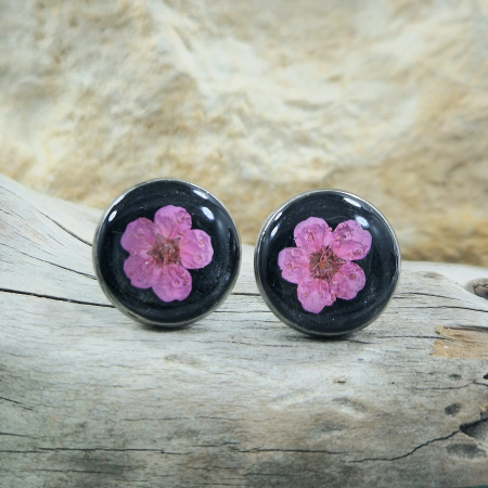 Cercei - Cercei cu șurub din oțel cu flori de prun