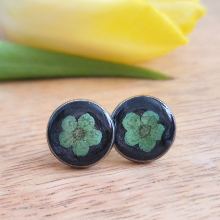 Cercei cu șurub din oțel cu flori de prun [2]